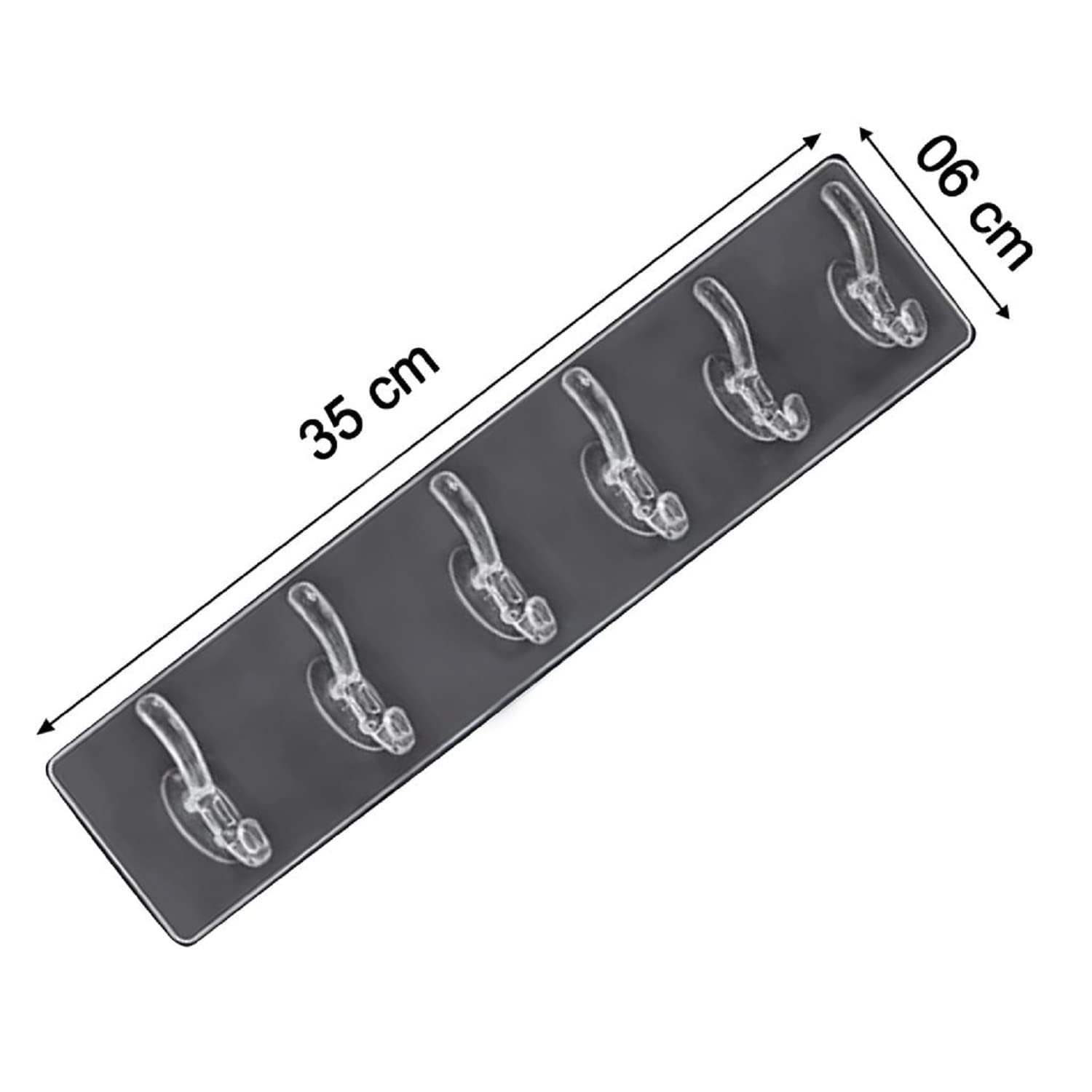 Transparent Wall Mount 6 Hook Hanger – Multi-Purpose Plastic Hook Rail for Clothes, Kitchen, Bathroom & Home Organization - Image 3