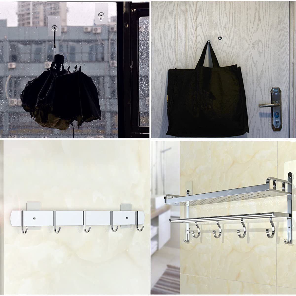 Digihollix HM002 10 Pcs Transparent Adhesive Wall Hooks - Heavy Duty, Waterproof, No Drill, Nail-Free Hooks for Home, Kitchen & Bathroom - Image 4