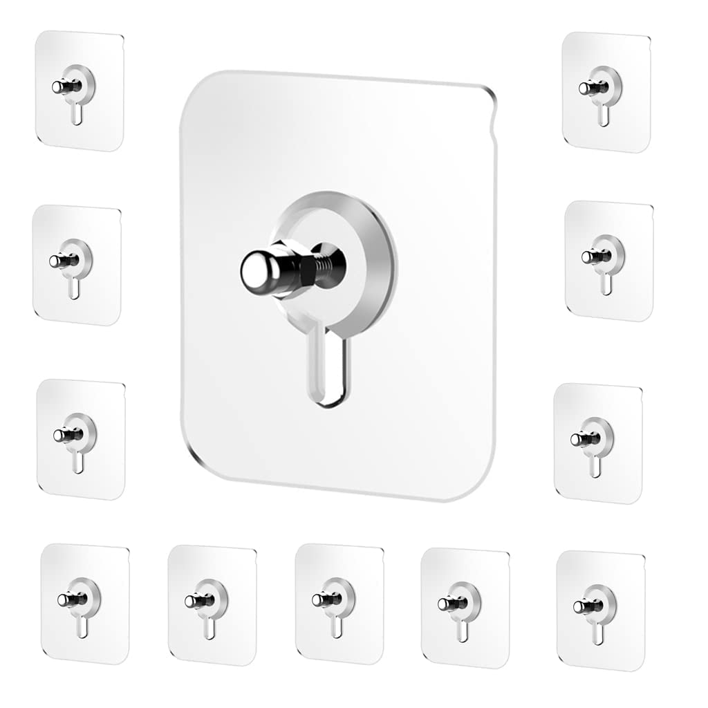 Digihollix HM002 10 Pcs Transparent Adhesive Wall Hooks - Heavy Duty, Waterproof, No Drill, Nail-Free Hooks for Home, Kitchen & Bathroom