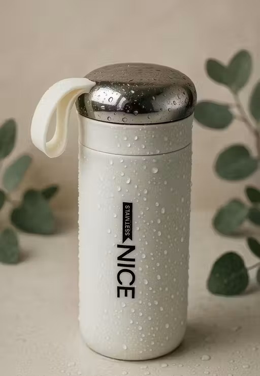 NICE HM001 400ml Glass Inner Plastic Outer Bottle, Leak-Resistant Cap, Minimal Design, for Kids/School/Home and Kitchen Use - Image 2