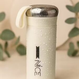 IMG-20250914-WA0004 NICE HM001 400ml Glass Inner Plastic Outer Bottle, Leak-Resistant Cap, Minimal Design, for Kids/School/Home and Kitchen Use