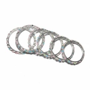 Digihollix Women’s Silver-Plated Multicolor Stone Bangles – Set of 6 Stylish Traditional & Party Wear Bracelets for Girls & Women
