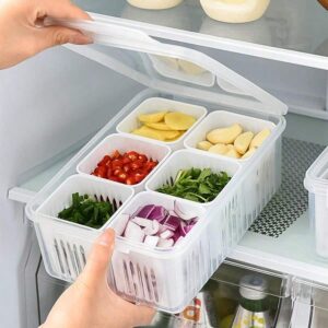 Digihollix Fridge Storage Boxes Pack of 1 – Freezer & Refrigerator Storage Container for Kitchen, Vegetable Storage, Draining Crisper, Airtight BPA-Free Food Organizer