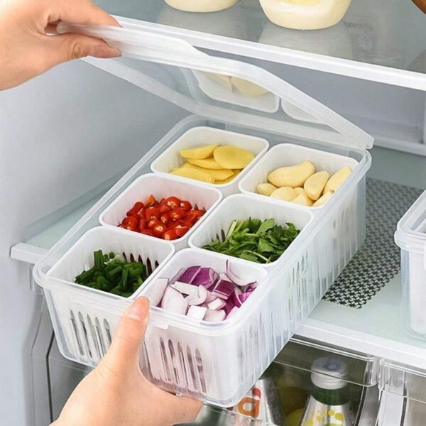 Digihollix Fridge Storage Boxes Pack of 1 – Freezer & Refrigerator Storage Container for Kitchen, Vegetable Storage, Draining Crisper, Airtight BPA-Free Food Organizer