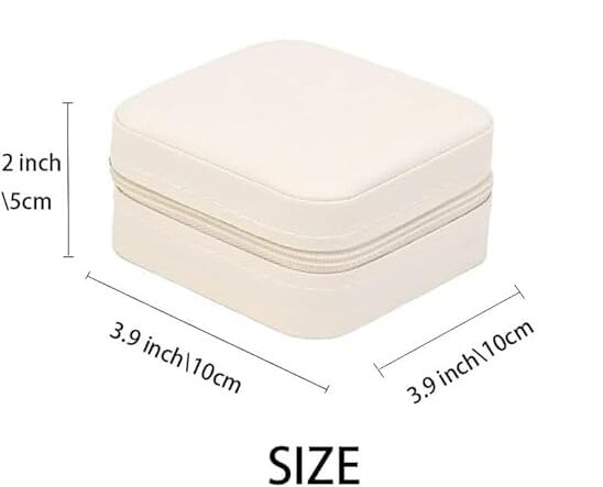 Digihollix Mini Jewelry Travel Case for Women, Faux Leather Portable Organizer Box for Rings, Earrings, Necklaces & Bracelets, Compact 2-Layer Jewelry Storage Holder - White - Image 3