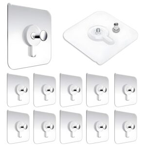 Digihollix Self Adhesive Wall Hooks (Pack of 10) - Heavy Duty Transparent Hooks for Picture Frames, Clocks, Towels & Kitchen Accessories - Waterproof, No Nails, Rustproof Wall Hangers